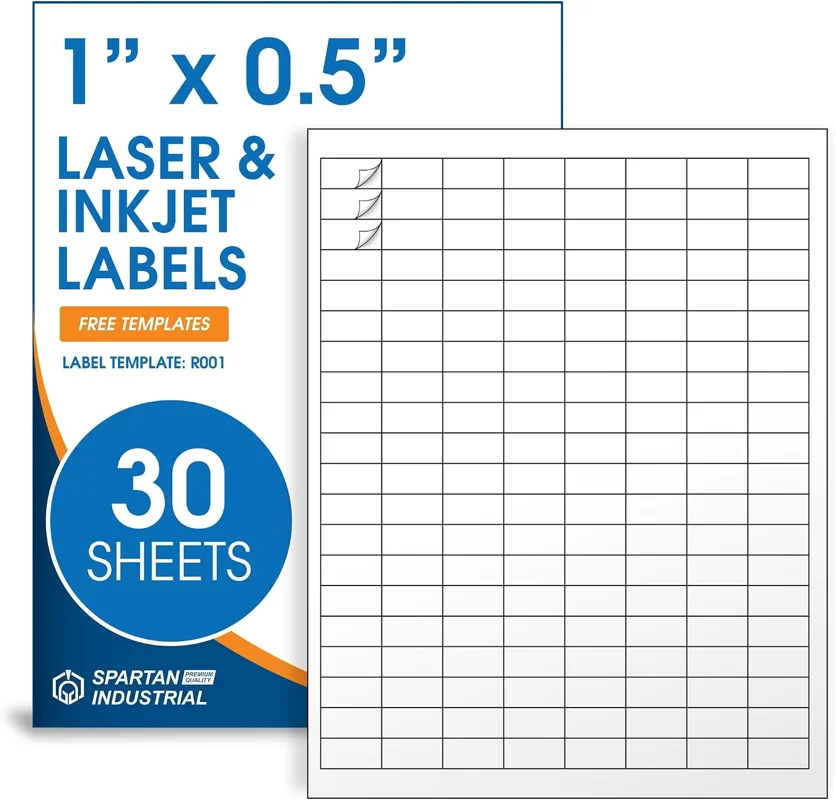 1" X 0.5" Printable Vial Labels (30 Sheets, 4800 Stickers)