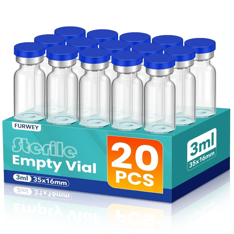 3ML Sterile Vials, Glass Empty Vials for Injection, 20 Pack