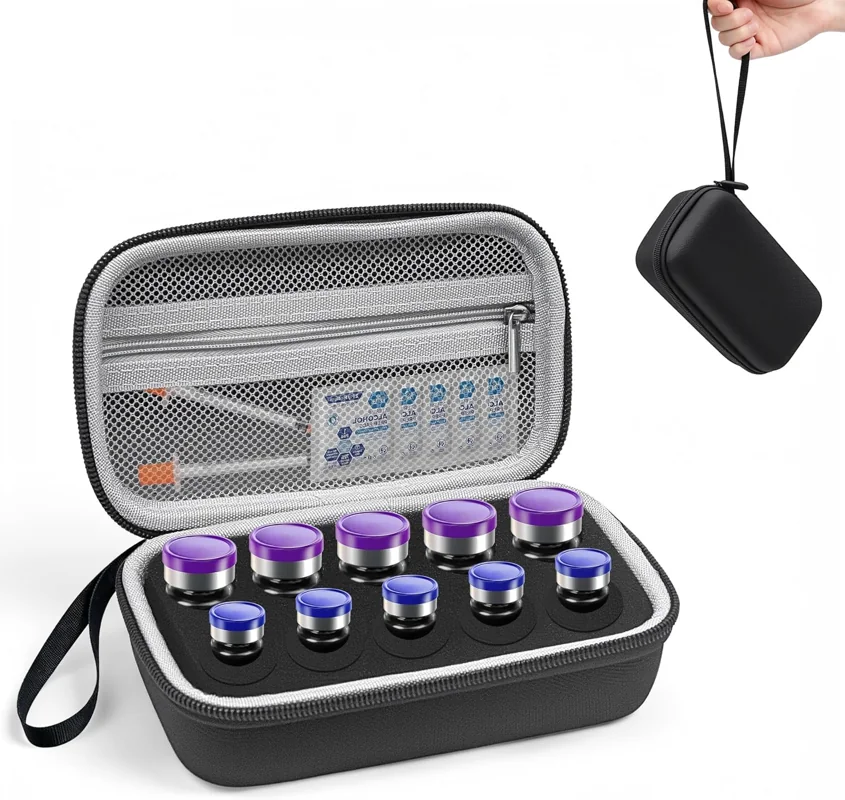 Peptide Case for Fridge, Hard Shell 10-Slot Vial Organizer